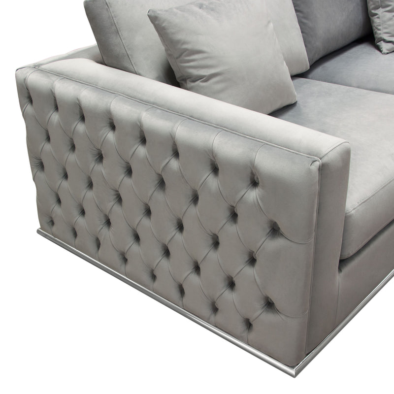 Athena Platinum Grey Velvet Loveseat - Luxury Living Collection