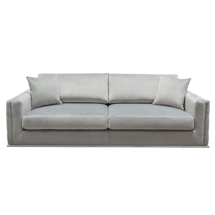 Athena Platinum Grey Velvet Sofa - Luxury Living Collection