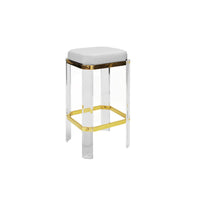 Erline White Ostrich With Polished Brass Counter Stool