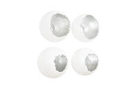 Egg Shells White and Silver Leaf Wall Sculpture (Set of Four)