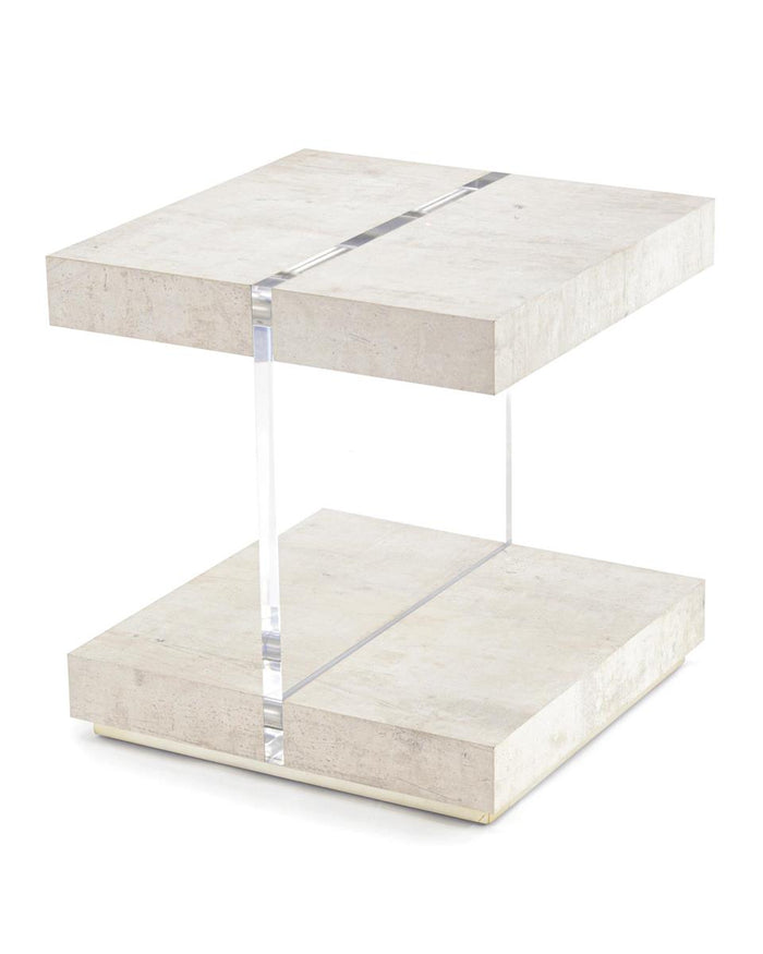 Lotus Tiza Gesso Side Table - Luxury Living Collection