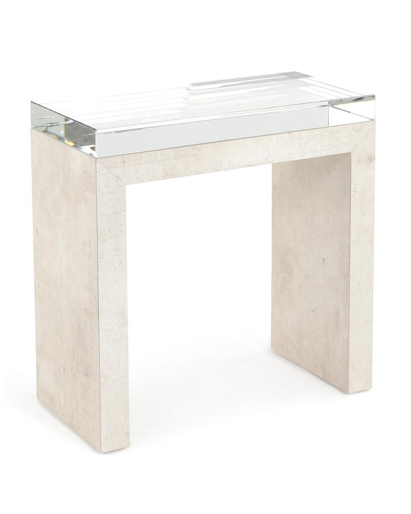 Ursula Tiza Gesso & Crystal Glass Top End Table - Luxury Living Collection