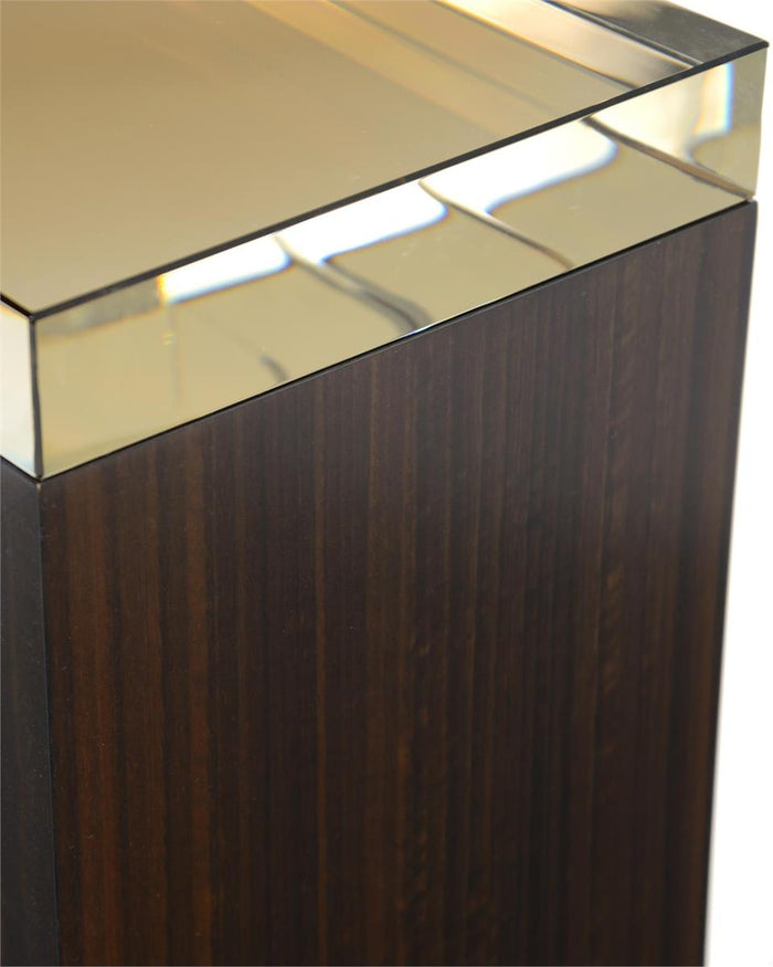 Ursula Smoked Eucalyptus & Crystal Glass Top End Table - Luxury Living Collection