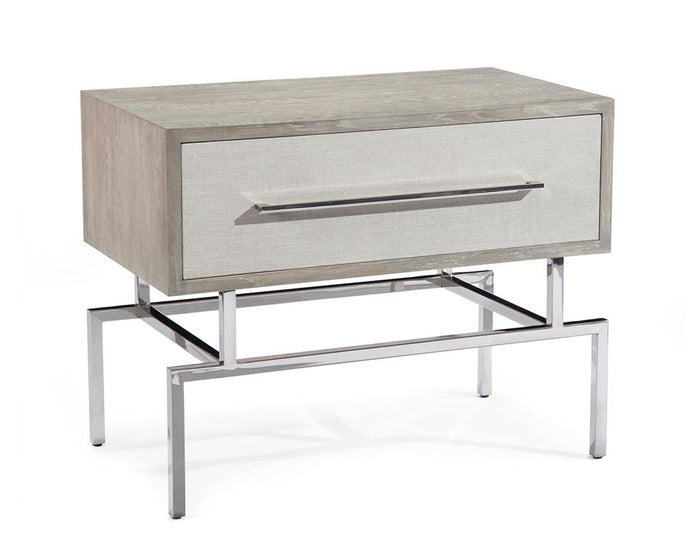 Leda Linen & Grey Oak End Table - Luxury Living Collection