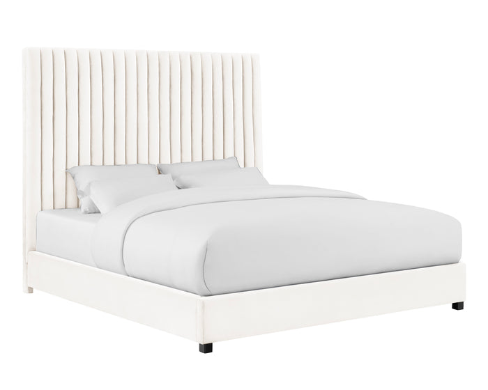 Leili White Velvet Bed - Luxury Living Collection
