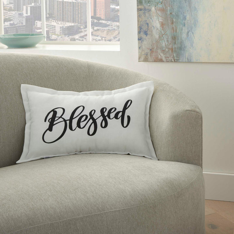 Elettra 12" x 20" White Throw Pillow - Elegance Collection