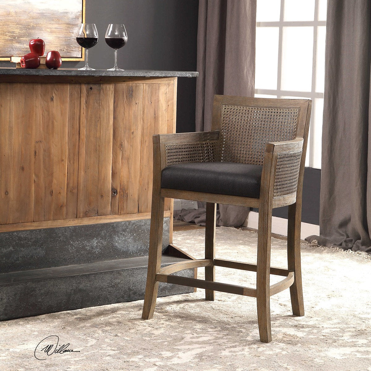 Ennis Dark Grey & Antique Bronze Counter Chair