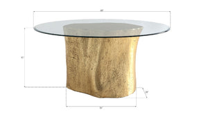 Alba Gold Leaf Log Dining Table with 60" Glass Top