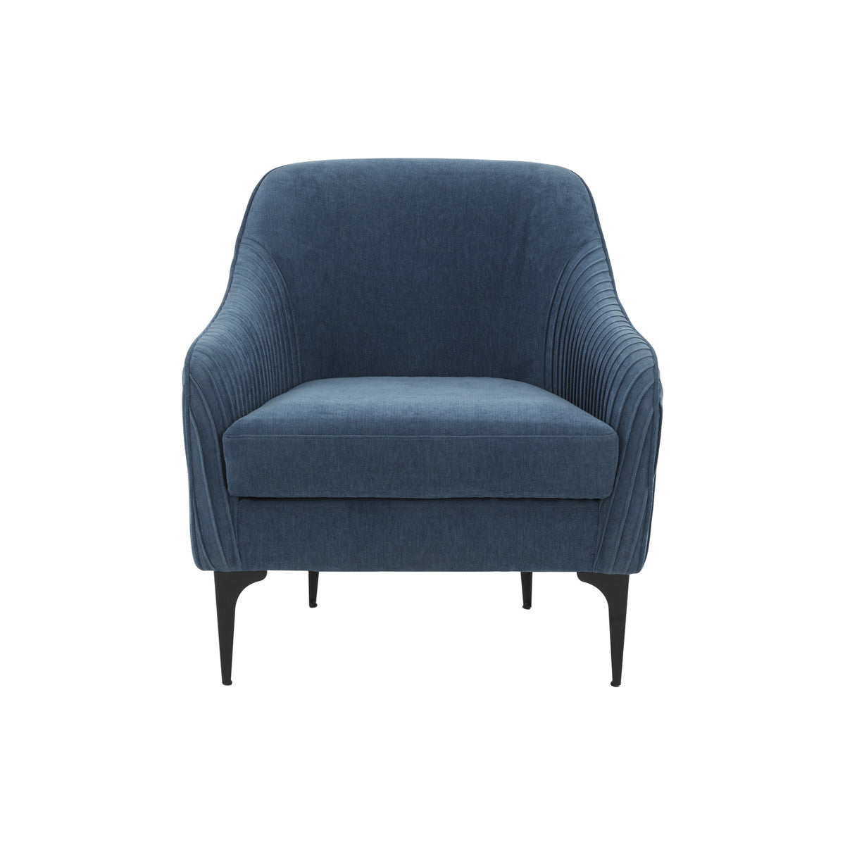Serena Blue Velvet Accent Chair with Black Legs - Luxury Living Collection