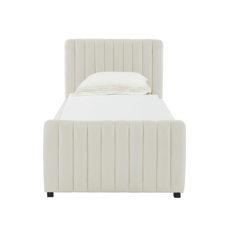 Cassie Cream Velvet Trundle Bed - Luxury Living Collection