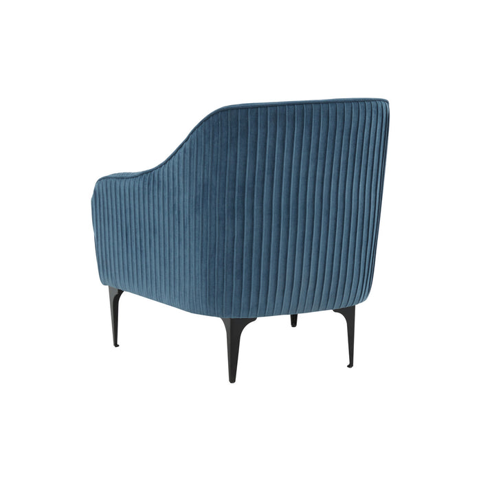 Serena Blue Velvet Accent Chair with Black Legs - Luxury Living Collection