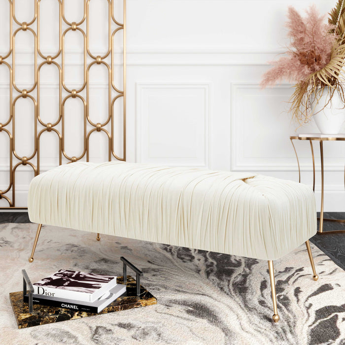 Falcon Cream Velvet Bench - Luxury Living Collection