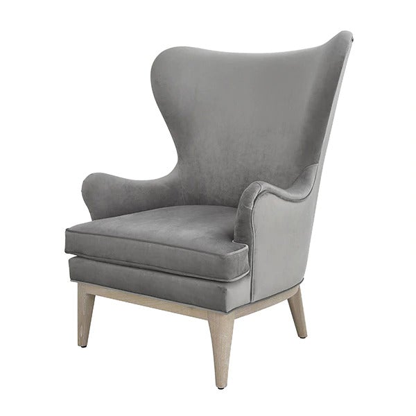 Concord Grey Velvet Wing Accent Chair