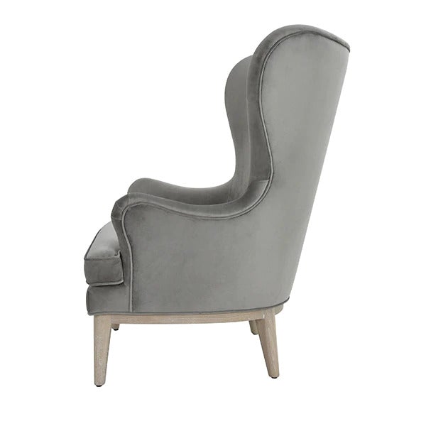 Concord Grey Velvet Wing Accent Chair