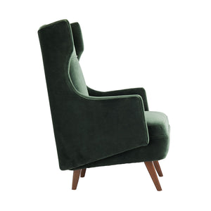 Cashton Forest Velvet Wing Chair