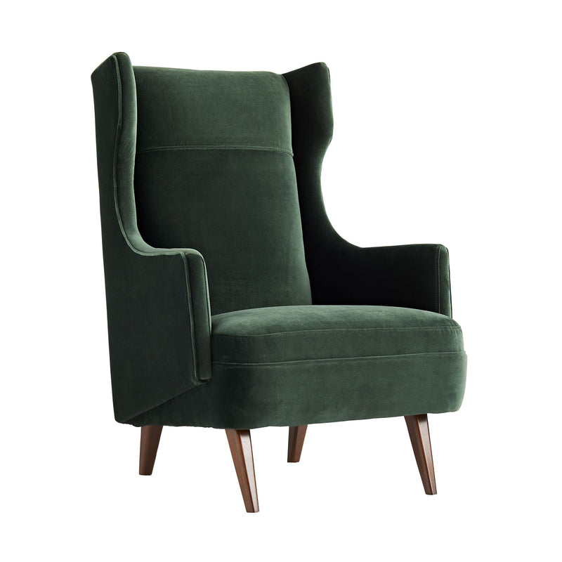 Cashton Forest Velvet Wing Chair