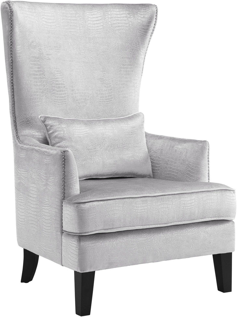 Faccinetti Silver Croc Velvet Tall Chair - Luxury Living Collection