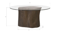 Alba Bronze Log Dining Table with 60" Glass Top