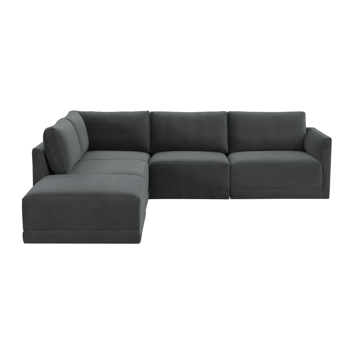 Valentina Charcoal Velvet Modular LAF Sectional Sofa - Luxury Living Collection