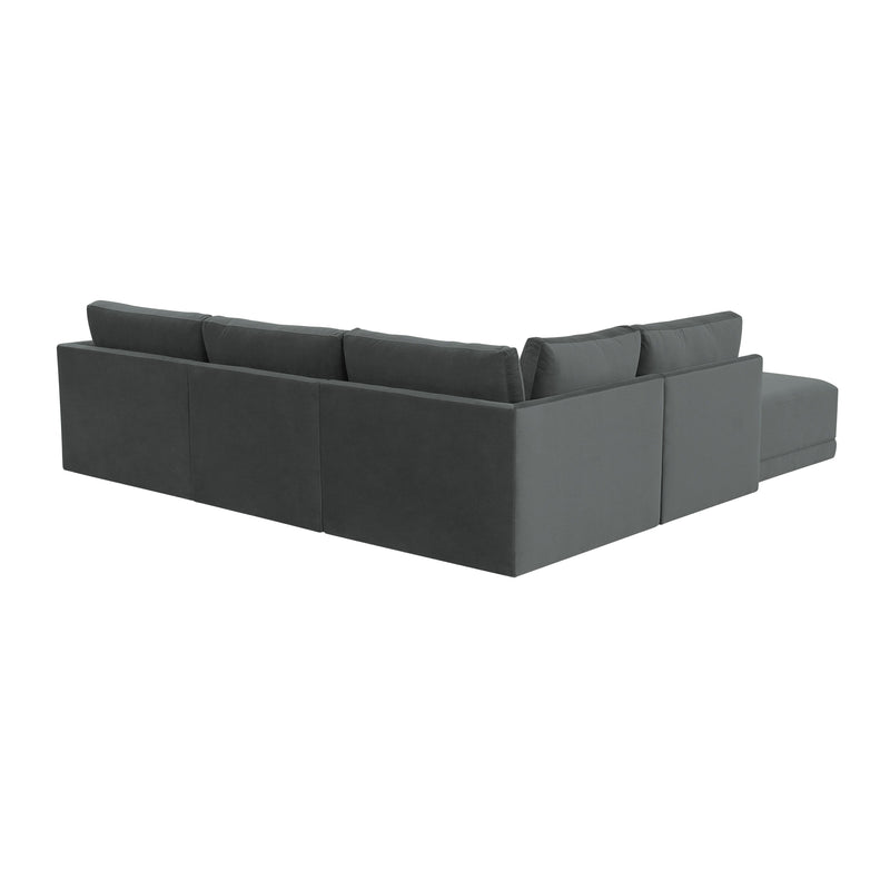 Valentina Charcoal Velvet Modular LAF Sectional Sofa - Luxury Living Collection
