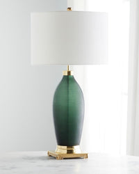 Lilja Emerald Green Etched Glass Table Lamp - Luxury Living Collection