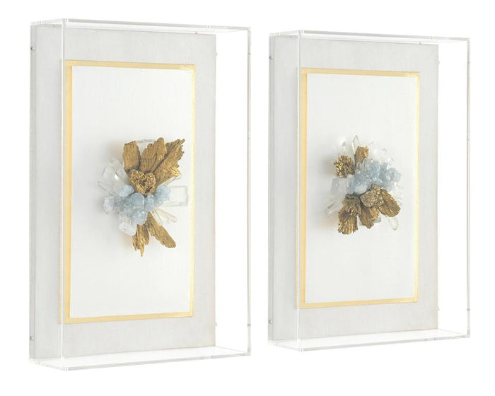Isi Calcite and Quartz Pearl White Acrylic Shadow Box Wall Art (2 Styles Available)