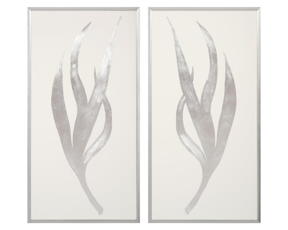 Freyde Silver Foliage Paintings - Luxury Living Collection