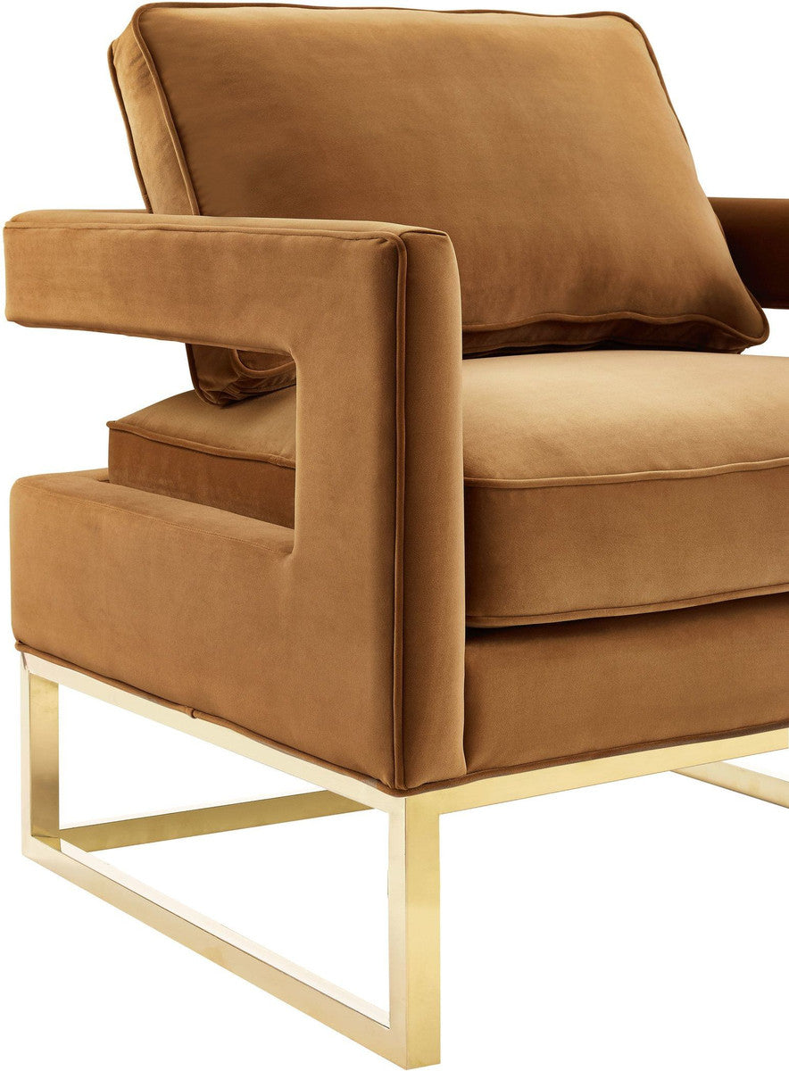 Glimer Cognac Velvet Accent Chair - Luxury Living Collection