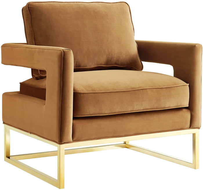 Glimer Cognac Velvet Accent Chair - Luxury Living Collection