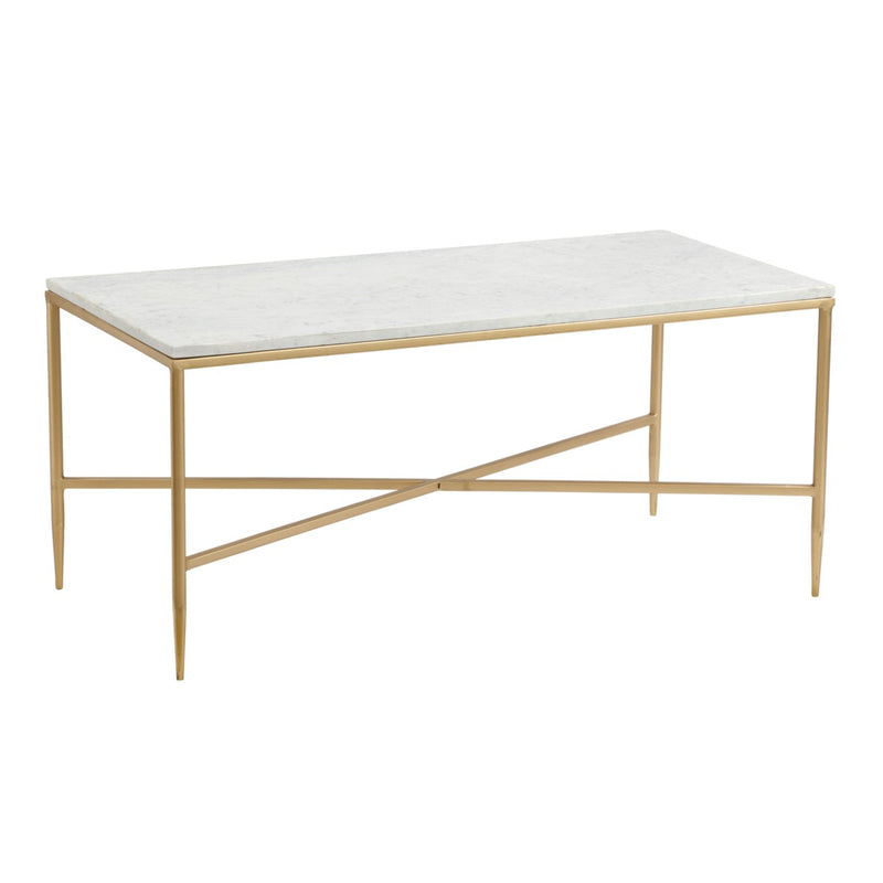 Danielle Gold Iron and Marble Top Coffee Table