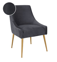 Prado Pleated Grey Velvet With Gold Frame Chair - Luxury Living Collection