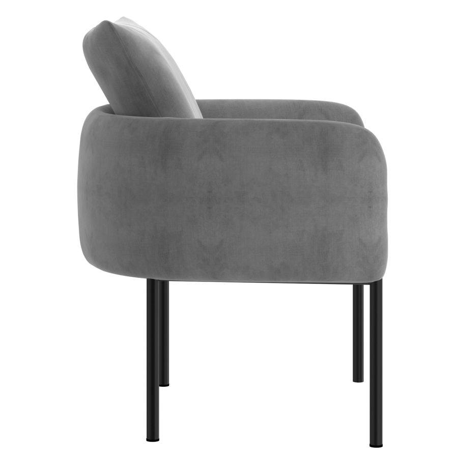 Izabella Grey Velvet with Black Legs Accent Chair