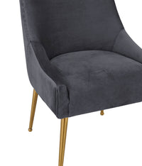 Prado Pleated Grey Velvet With Gold Frame Chair - Luxury Living Collection
