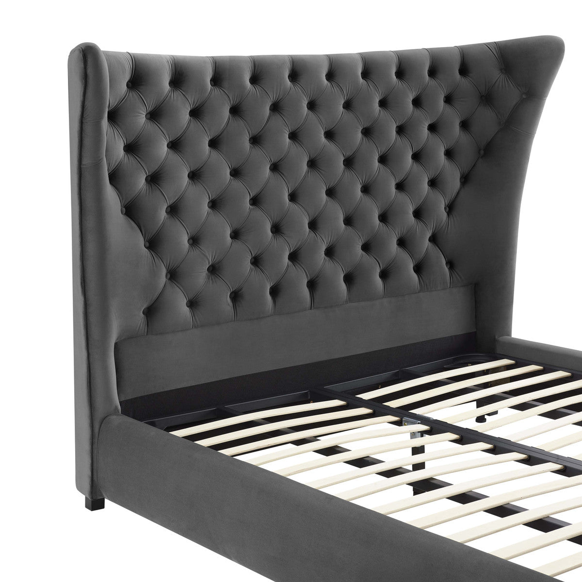 Golda Grey Velvet Bed - Luxury Living Collection