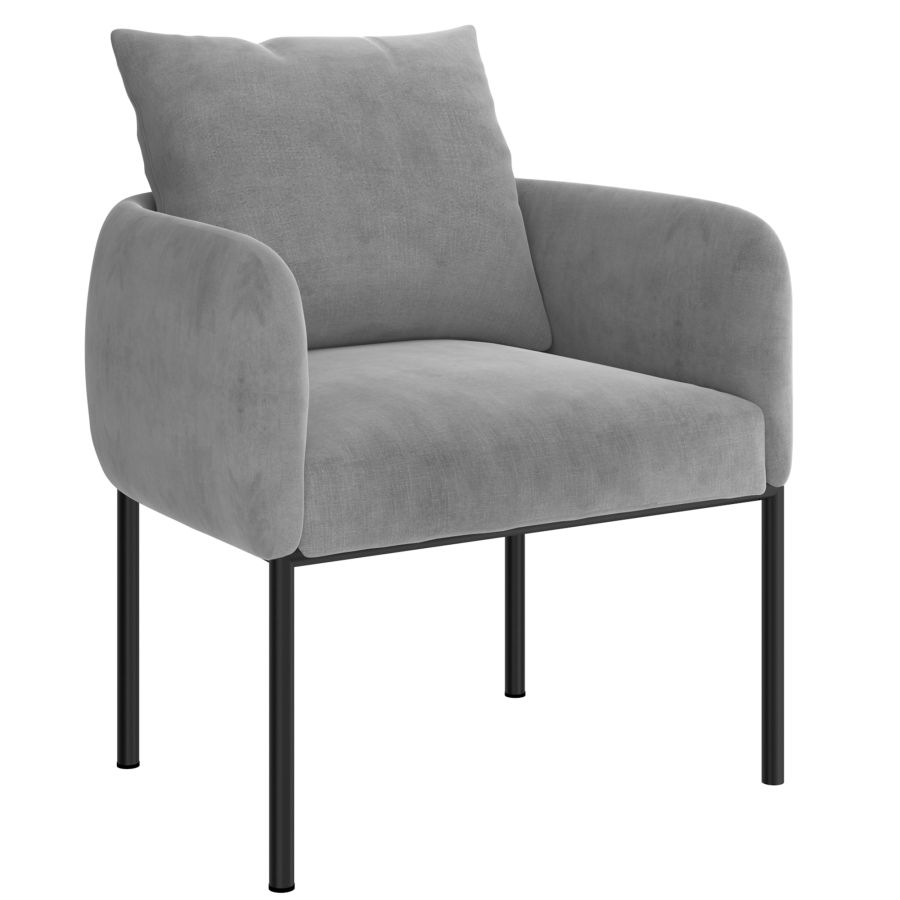 Izabella Grey Velvet with Black Legs Accent Chair