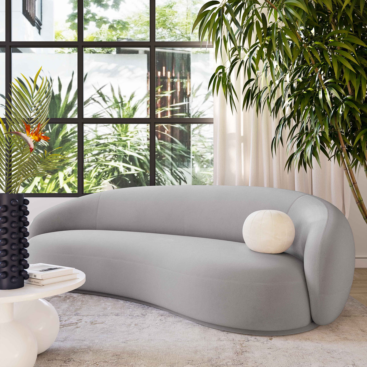 Coty Light Grey Velvet Sofa - Luxury Living Collection