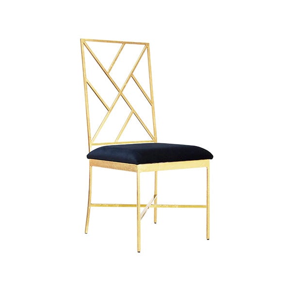 Easton Gold and Navy Velvet Dining Chair