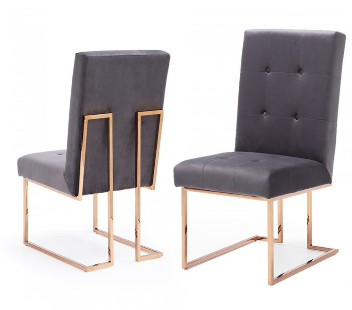 Erra Modern Grey & Rosegold Dining Chairs (Set of 2)