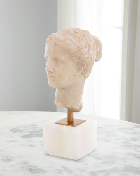 Alabaster Greek Head Fragment - Luxury Living Collection