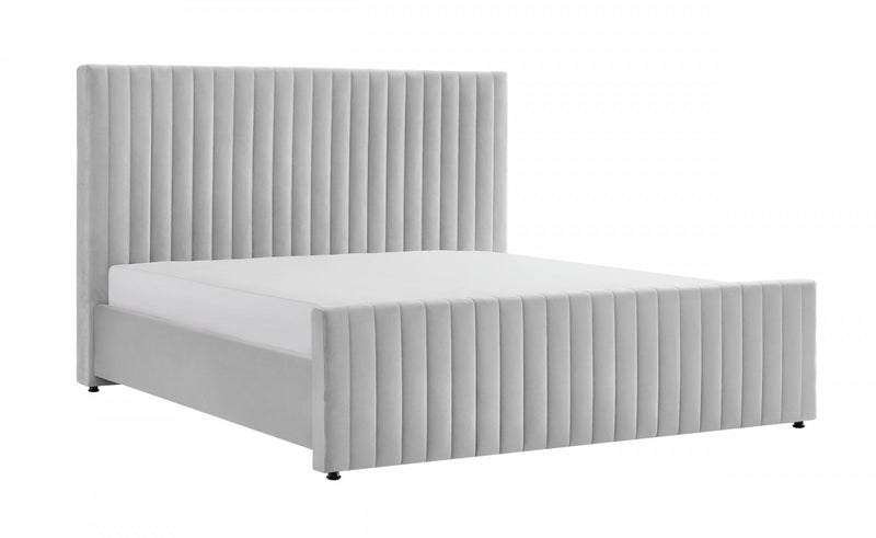 Romney Modern Grey Velvet Bed