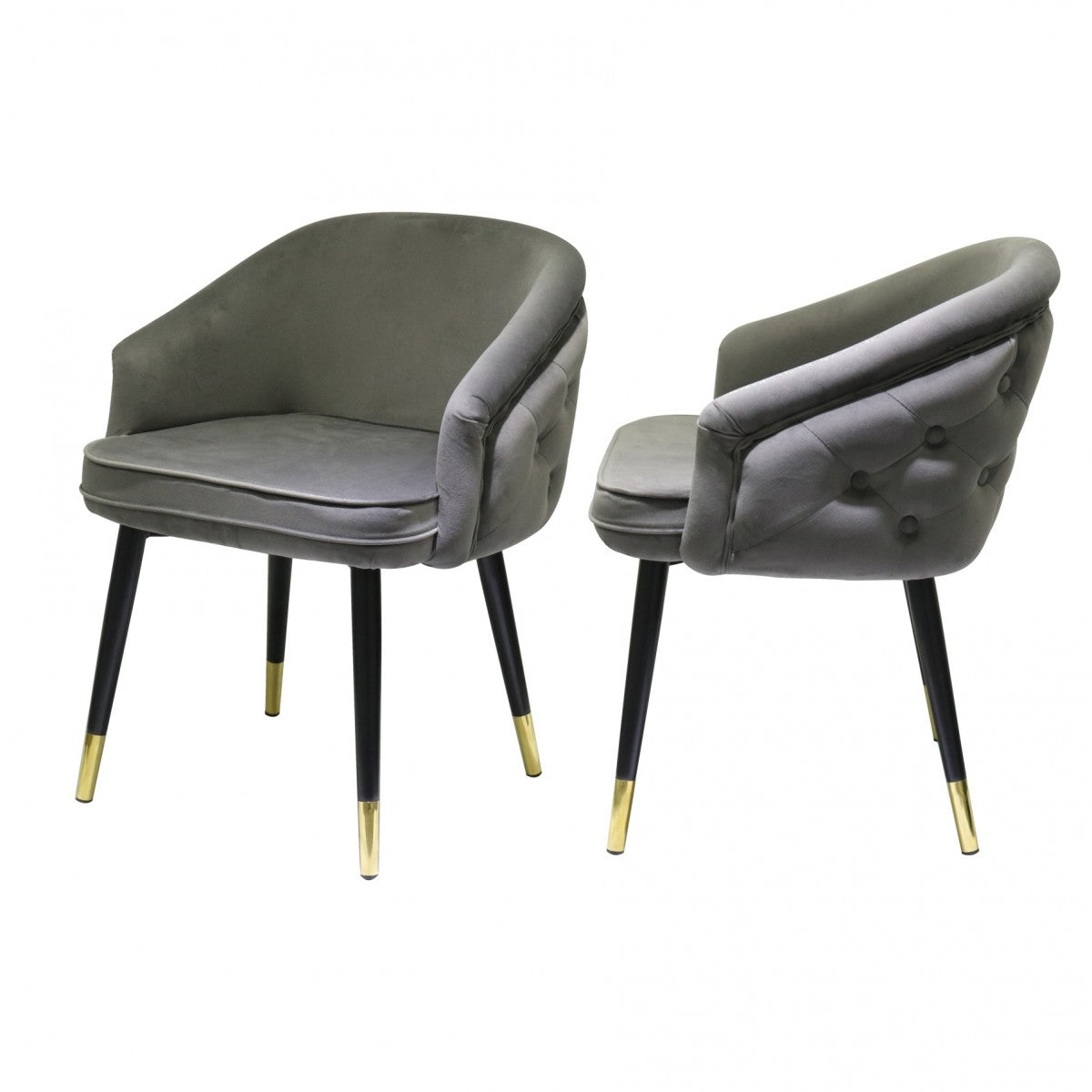 Tosca Contemporary Grey & Black/Gold Dining Chairs (Set of 2)