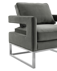 Glimer Grey Velvet & Stainless Steel Chair - Luxury Living Collection