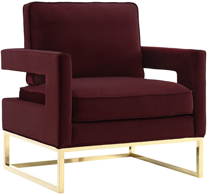 Glimer Maroon Velvet Chair - Luxury Living Collection