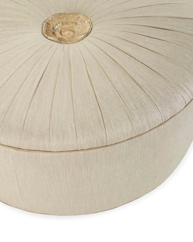 Sydney Pearl Fabric & Gold Ottoman - Luxury Living Collection