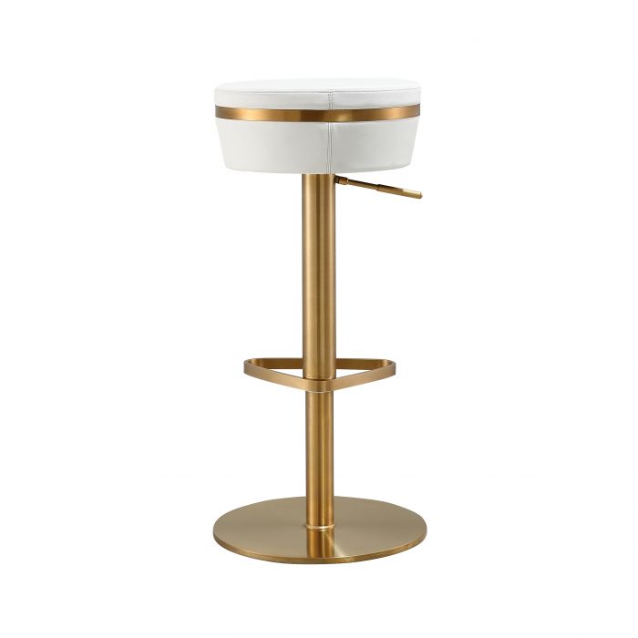 Lesina White and Gold Adjustable Stool - Luxury Living Collection