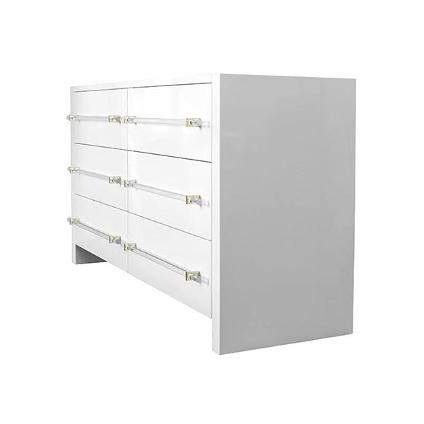 Gordia 60" Glossy White Lacquer & Gold Dresser