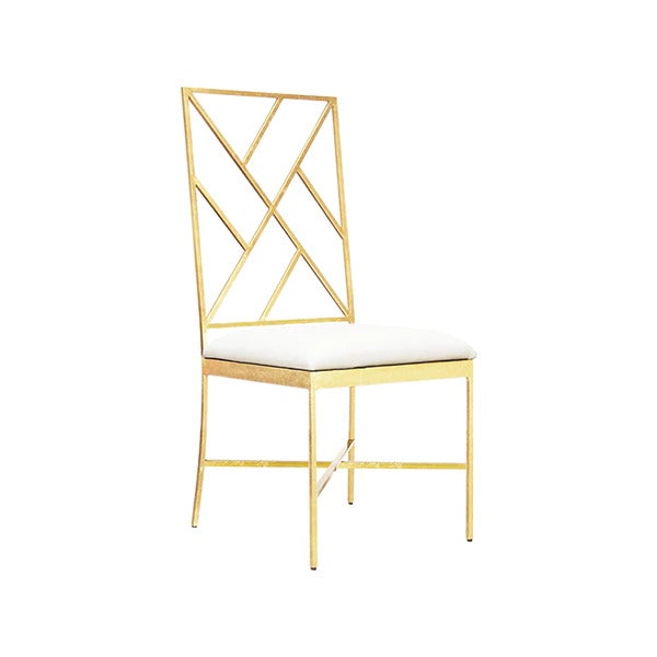 Easton Gold and White Vinyl Dining Chair