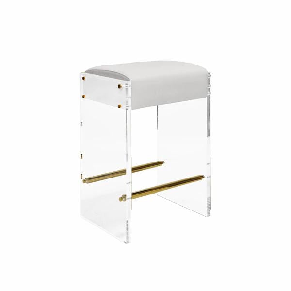 Genesis White Vinyl With Polished Brass Counter Stool