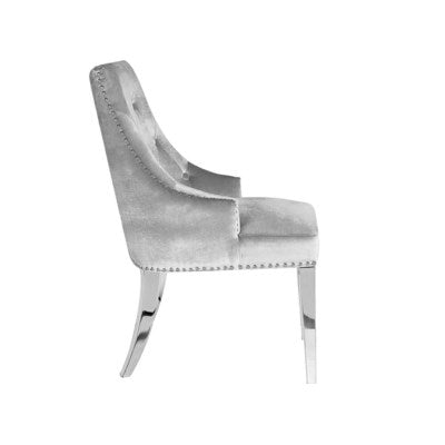 Glamor Grey Velvet Dining Chair