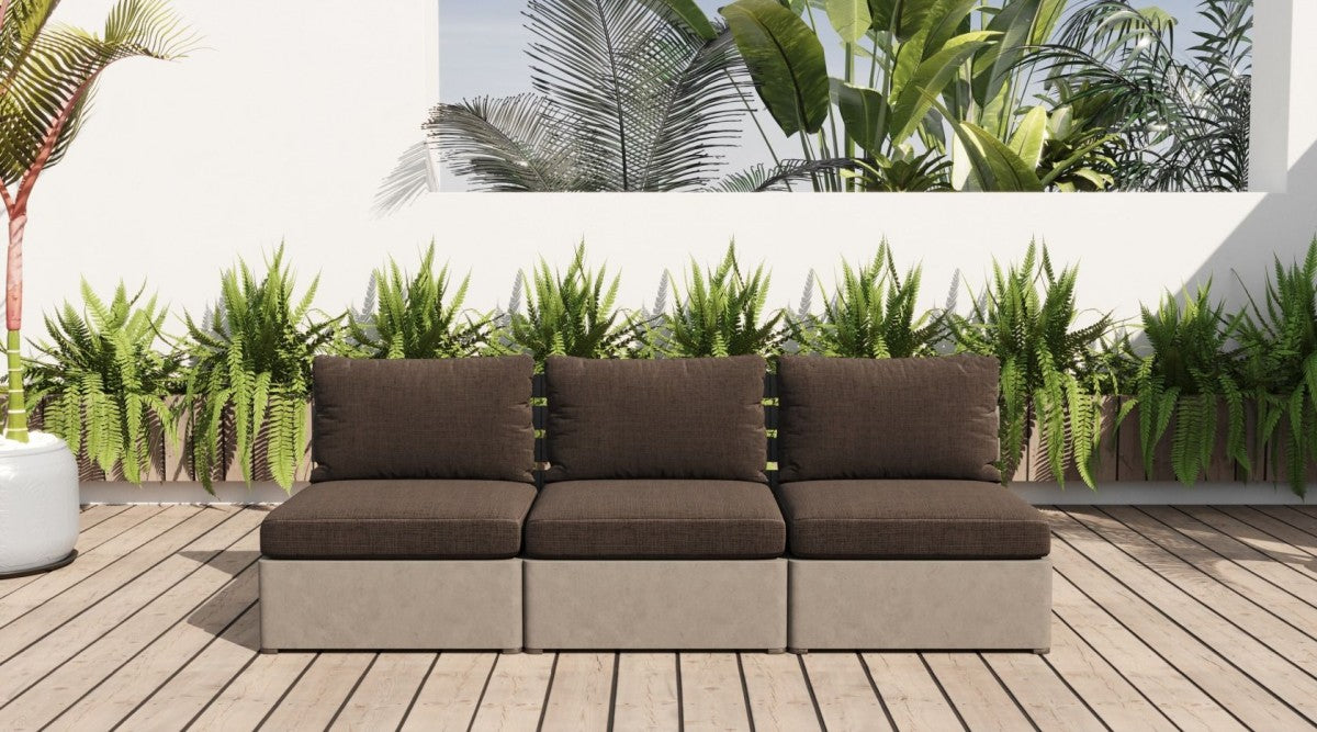 Meridian Outdoor Concrete & Teak Sofa